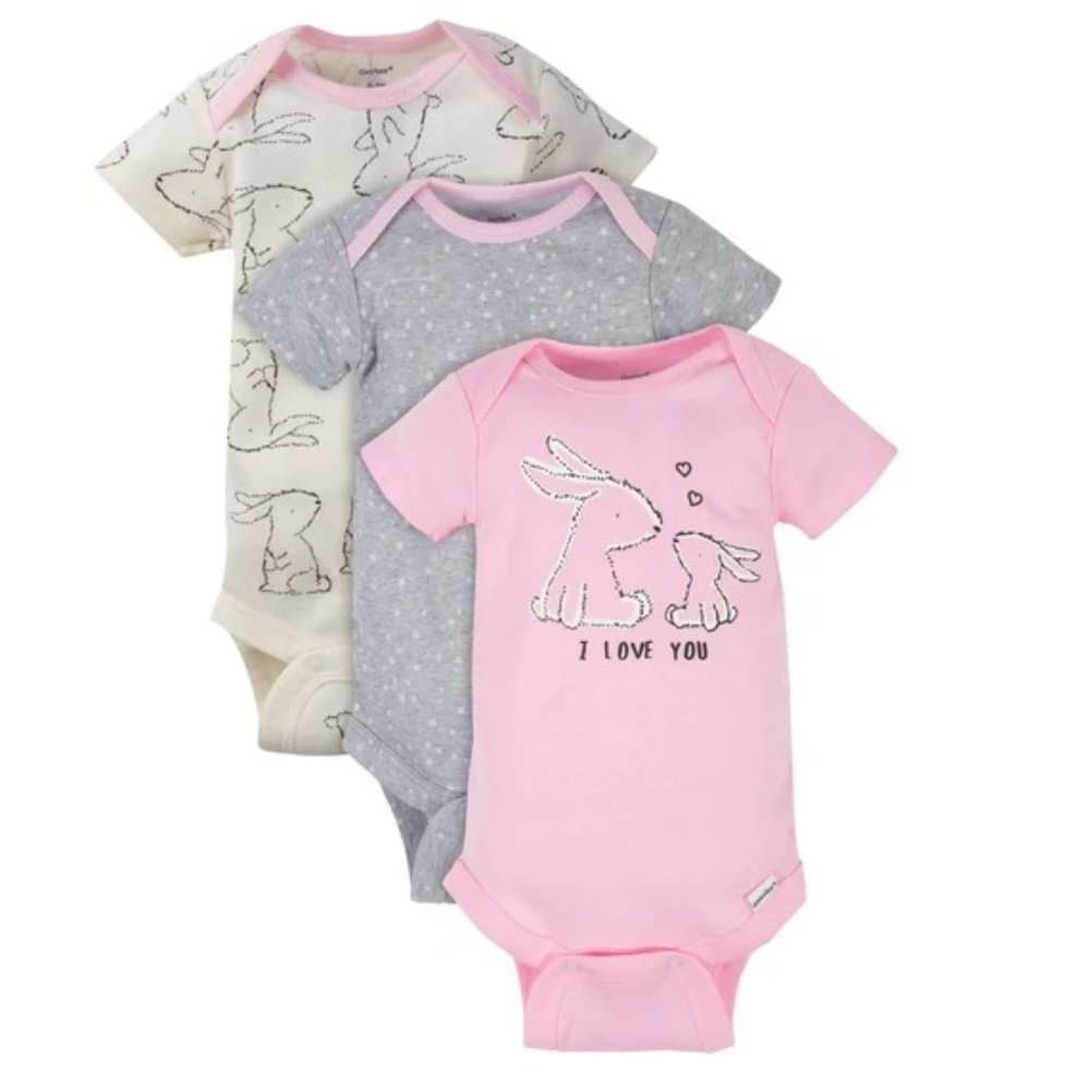 3-Pk NWT Love Short Sleeve Onesies Brand Bodysuits